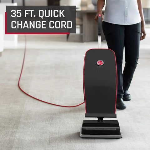 Hoover Commercial Superior Lite Upright Vacuum Cleaner Lightweight at Nine Pounds With Forty Foot Cord For Deep Carpet Cleaning And Powering Through Toughest Messes In Offices Or Small Shops Easy Maneuvering Design