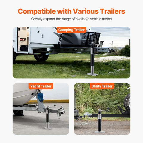 Heavy Duty 2000 Lb Trailer Jack With Weld On Pipe Mount Swivel Base 10 Inch Lift And Handle Ready For RV Horse Utility And Yacht Trailers Built With Durable Steel For Long Lasting Tough Use on camping, yacht, and utility trailers