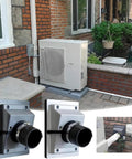 Hvac Wall Penetration Cover Kit With Plush Gasket For Split Ac Lineset indoor outdoor installation with pipe sleeves and AC unit.