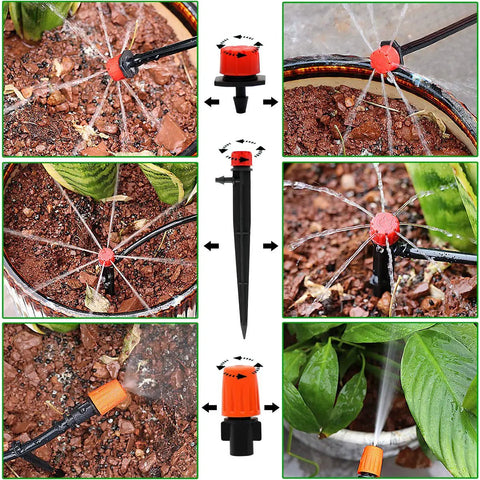 All In One 100 Ft Drip Irrigation Kit For Garden And Lawn With 50 Ft Main Tubing and 50 Ft Branch Tubes Adjustable Drip