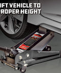 2 Ton U Jack Garage Jack That Saves Time No Fuss With 3000 Lbs Load Capacity And Lift Range From Four And A Half Inch To Eighteen And Three Quarters Inch Unique Slotted Saddle For Quick Slide In Jack Stands On Unibody Cars In Your Home Garage lifting a car