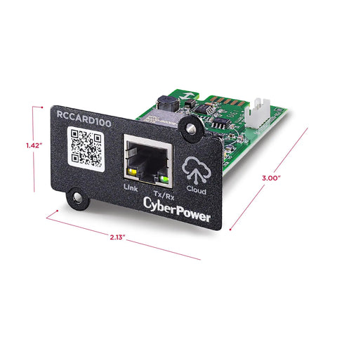 RCCARD100 Cloud Monitoring Card for UPS Systems With Remote Management Via PowerPanel Cloud front view with dimensions shown