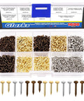 1600Pcs Tiny Nails Kit With 1x6mm 1x8mm 1x10mm Wooden Nails In Gold Silver Bronze, DIY Hardware Fixes in clear storage box