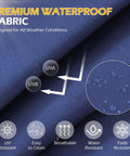 Close-up of navy blue waterproof fabric for 14 Piece Outdoor Patio Cushion Set For 6 Seat Wicker Sectional Sofa with details