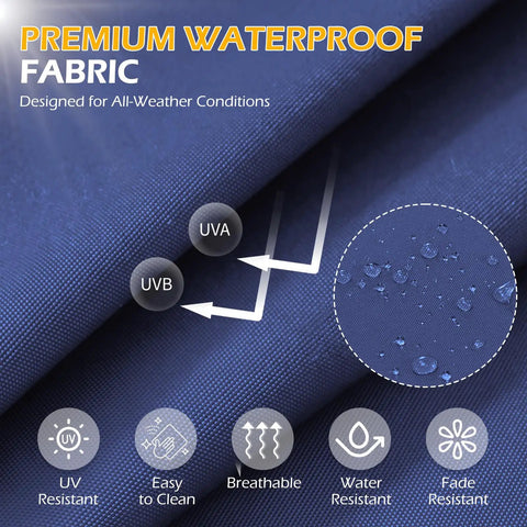 Close-up of navy blue waterproof fabric for 14 Piece Outdoor Patio Cushion Set For 6 Seat Wicker Sectional Sofa with details