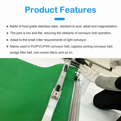 12 Piece Conveyor Belt Lacing Fasteners with Stainless Steel Wire Hook Pins for Splicing and Repair, green PVC belt