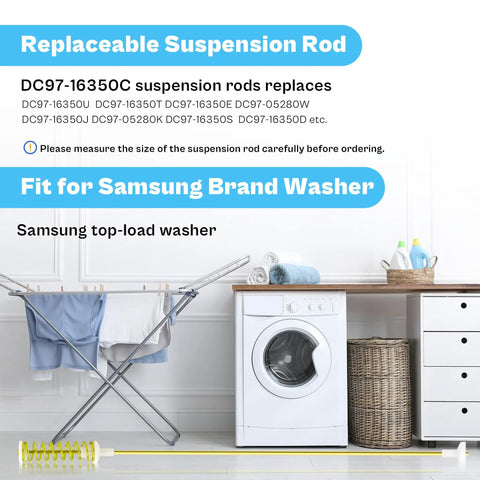 Beefed-Up Washer Suspension Rod Kit 4 Pack For Front Load Washers, Heavy-Duty Steel Springs, 1.4x Thicker Rods To Stop Sag And Vibration, Fits WA44A3405AP A4 And WA40A3005AW A4 Models. Samsung washer replacement rod and spring set