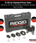 V1 Press Ring And Actuator Kit For Standard Press Tools 1/2 In To 1-1/4 In Copper And Stainless Tubing, Includes Case