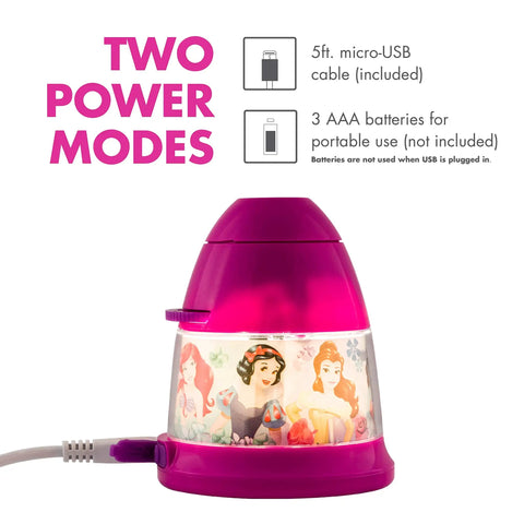 Princess Night Light Projector With Eight Princess Images, USB Plug In LED Nightlight For Kids, Wall Or Ceiling Projection Up To 12 Feet, Easy Image Wheel, Battery Back Up, Ideal For Bedroom Nursery Hallway Playroom