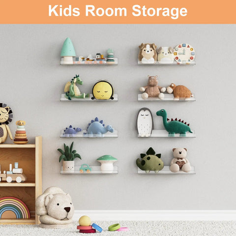 Upgrade Your Space With This 16 Pack 15 Inch Clear Acrylic Wall Shelf Set Floating Storage Organizers For Bedroom Closet Bathroom Solid Space Savers That Stack Up Your Gear Without The Clutter Or Mess
