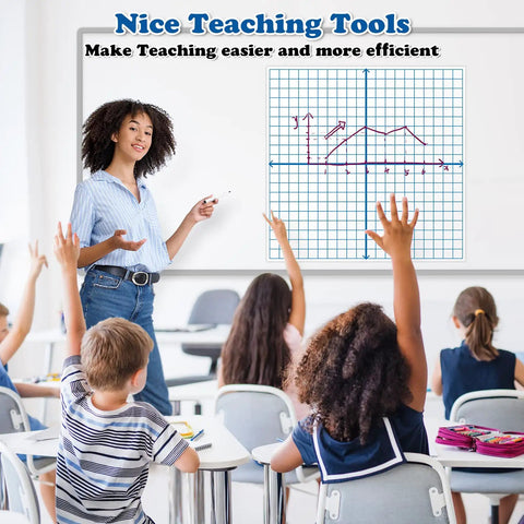 Teacher using Magnetic XY Coordinate Dry Erase Grid For Classrooms 26 By 26 Inches Graph Board With Counters in lesson