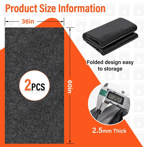 2 Pack Premium Oil Spill Mat 36 By 60 Inches For Garage Floor Under Car Protection Highly Absorbent Mat with size details
