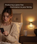 Chill Vibes Led Night Light Plug In Wall with Adjustable Color Temp and Triple Brightness glowing softly beside bed.