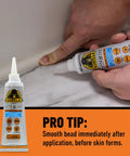 Waterproof Silicone Caulk And Sealant Clear 2.8oz Tube For DIY Home Projects Indoors Or Outdoors Quick Set Seal That Tackles Kitchen Window Bath Door And Marine Jobs Without The Hassle being applied along a kitchen counter edge.