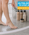Self Adhesive Silicone Shower Threshold Water Dam Collapsible Flood Barrier For Curbless Walk In Bathrooms Straight Up keeps water inside.