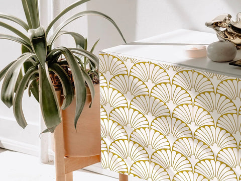 Gold Peel And Stick Wallpaper Self Adhesive For Cabinets And Walls Dope Boho Leaf Ginkgo Biloba Pattern Removable Contact Paper