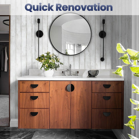 Bathroom with Peel And Stick White And Gray Wood Shiplap Wallpaper 17.7 By 118 Inches Self Adhesive Removable Wall Covering