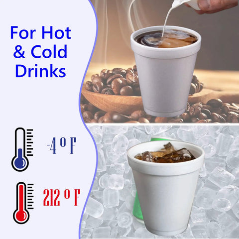 No Nonsense Heavy Duty 20 Oz Styrofoam Cups 25 Pack Disposable Foam Beverage Containers Insulated white cups for hot and cold drinks.