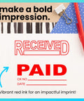 Top Shelf Self Inking Rubber Stamp With Vivid Red Ink And Reusable Dual Pad For Quick Confidential Marking, showing bold red 'PAID' impression.