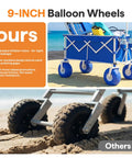 All Terrain Beach Wagon With Big 9 Inch Balloon Wheels For Sand And Grass 400 Lb Heavy Duty Collapsible Cart