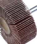 Close-up of a 20 Pack Flap Wheel Sander Set For Drill, 2 Inch By 1 Inch Shank Aluminum Oxide Flap Wheels, 5 Pcs Each Of 60 80 120 And 240 Grits