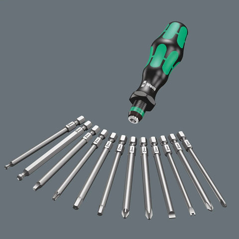 Compact Bit Holding Screwdriver Kit With Rapidaptor Quick Change 3 Point 5 Inch Bits 33 Piece Set In Tough Pouch.