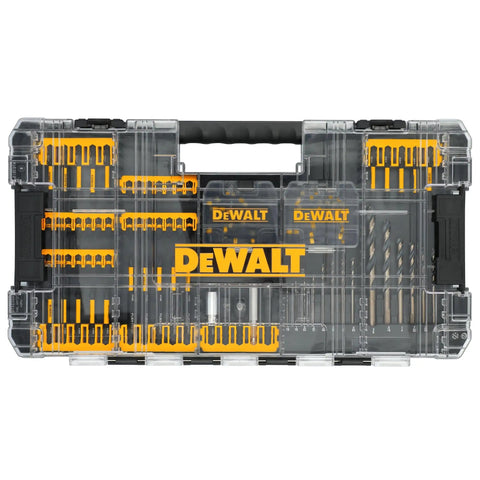 FlexTorq 100 Piece Impact Driver Bit Set With Beefed Up Magnetic Screw Lock Sleeve Clear Lid Case