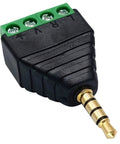 No Sweat Setup 3.5mm TRRS Audio Male To Four Pin Female Screw Terminal Solderless Converter Adapter for headsets and mics.