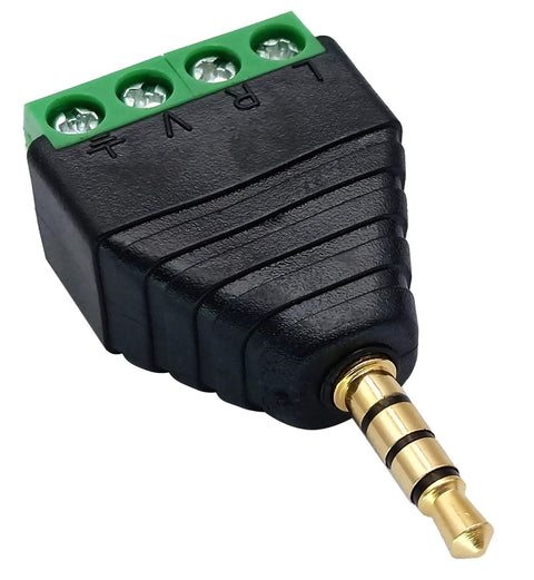 No Sweat Setup 3.5mm TRRS Audio Male To Four Pin Female Screw Terminal Solderless Converter Adapter for headsets and mics.