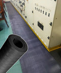 Built Tough Heavy Gauge High Voltage Insulating Rubber Mat Dielectric Non Conductive Switchboard Floor Roll Black Corrugated for industrial use.