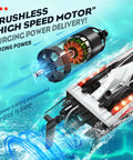 18 Inch Brushless RC Boat For Adults And Kids, Blazing 55 KPH Speed, showcasing strong brushless motor and power delivery