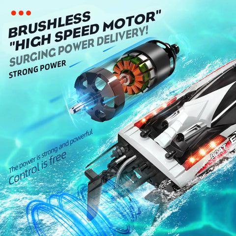 18 Inch Brushless RC Boat For Adults And Kids, Blazing 55 KPH Speed, showcasing strong brushless motor and power delivery