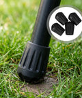 Four Pack Black TPR Rubber Feet For Camping Chairs And Folding Seats, Anti Sink Ground Protection With Textured Bottom