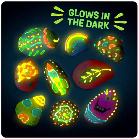 Glow In The Dark Rock Painting Kit For Kids Ages Six To Twelve Arts And Crafts Gift Set With Ten Natural White River Rocks