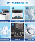 No Sweat Portable Washer And Spin Dry Combo featuring large capacity, child lock, and self-cleaning features.