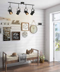 Living room with Track Lighting Kit With Four Adjustable Heads Semi Flush Mount Ceiling Light Black Finish Dope LED Track Fixture