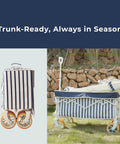 Foldable Beach Wagon With Six Point Seven Inch Fat Tires For Sand And Mixed Terrain in Heritage Navy Stripe, side view