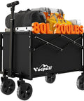 All Terrain Collapsible Wagon Cart with 25 Inch Foldable Design and 200 Lb Weight Capacity, 80 Liter Interior, Easy Fold, 360 Degree Wheels