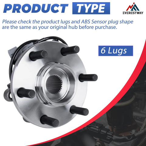 Two Pack Front Wheel Hub Bearing Assembly With ABS For 4WD Nissan Frontier 2005 2015 And Pathfinder 2005 2012 6 Lug