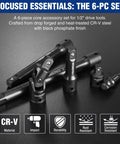 Built To Last Half Inch Drive Impact Socket Extension Set With 3 Inch 6 Inch And 8 Inch Extension Bars Universal Joint Socket Adapter Premium CR-V Steel Black Phosphate Finish