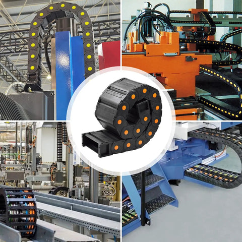 Beefy Heavy Duty Plastic Drag Chain Cable Carrier 1M Closed Type Wire Chain for CNC Router and Industrial Equipment, R250 Bend Radius