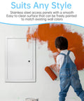 Heavy Duty Thick Steel Access Door For Drywall 24X36 Inches on wall being painted, featuring a smooth surface and clean design.