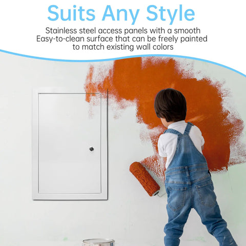 Heavy Duty Thick Steel Access Door For Drywall 24X36 Inches on wall being painted, featuring a smooth surface and clean design.