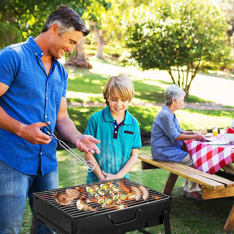 Portable Folding Charcoal Grill For Outdoor BBQ On The Go Stainless Steel Tabletop Smoker Ultra Lightweight Camping Picnic setup