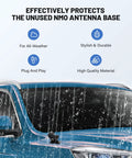 NMO Antenna Lip Hatchback Mount Bracket With Through Hole Fixed Cap on a blue car in rain, showing water resistance features.