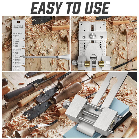 Heavy Duty Chisel Sharpening Jig Kit With Adjustable Angle Fixture And Gauge All Metal Honing Guide For Wood Chisels And Planes