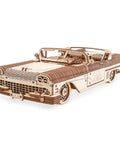 Groovy Retro Wooden 3D Puzzle Featuring Killer Rubber Band Powered Mechanical Model Car Kit With Working V8 Engine Pistons Openable Doors And Sick Diy Craft Build For Adults, detailed side view