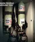 Heavy Duty Oxygen In Use Warning Signs, Straight Up No Smoking Open Flames Alert, Top Tier Waterproof Vinyl Stickers on oxygen tanks.