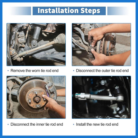 Front Outer Tie Rod End Links Kit For Mitsubishi Montero 2001 2002 2003 2004 2005 2006 Upgrade Suspension And Steering Drag Link Replacement Durable OE Fitment ES800448 ES800447 MR508136 MR508135 installation steps image