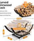 Curved Firewood Rack And Holder For Indoor And Outdoor Use 22 Inch Built Tough Heavy Duty Logs Organizer Metal Black